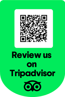 QR code linking to leave a TripAdvisor review for Magnetic Glamping